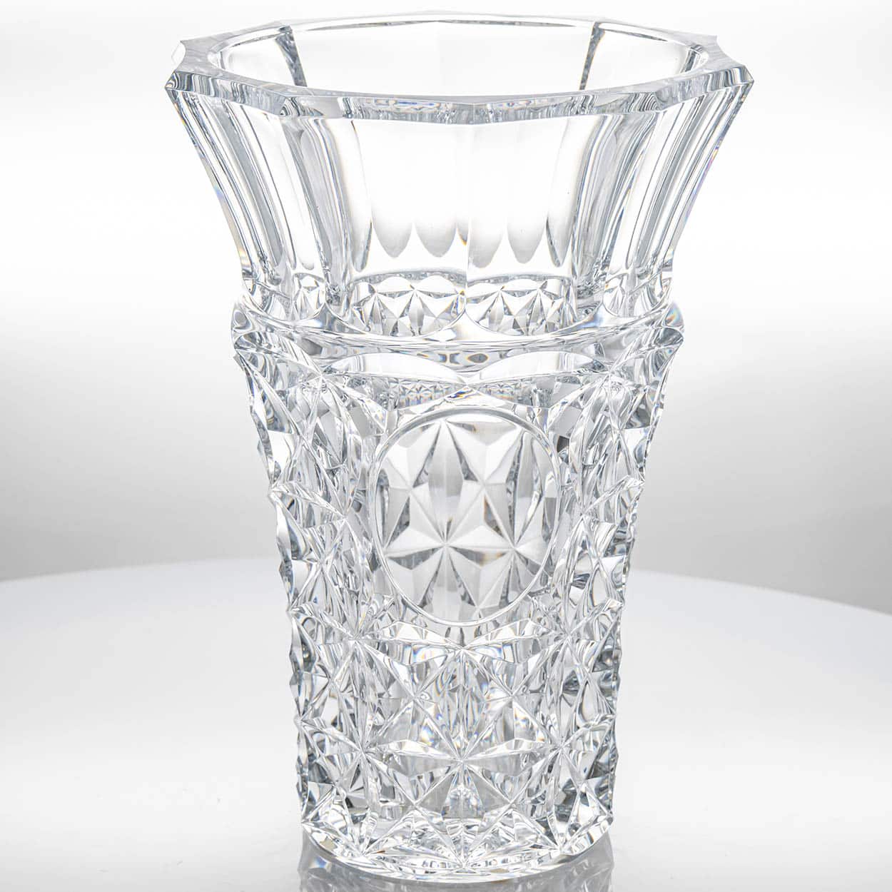 Baccarat Large Structured Tapered Clear Crystal Vase, France