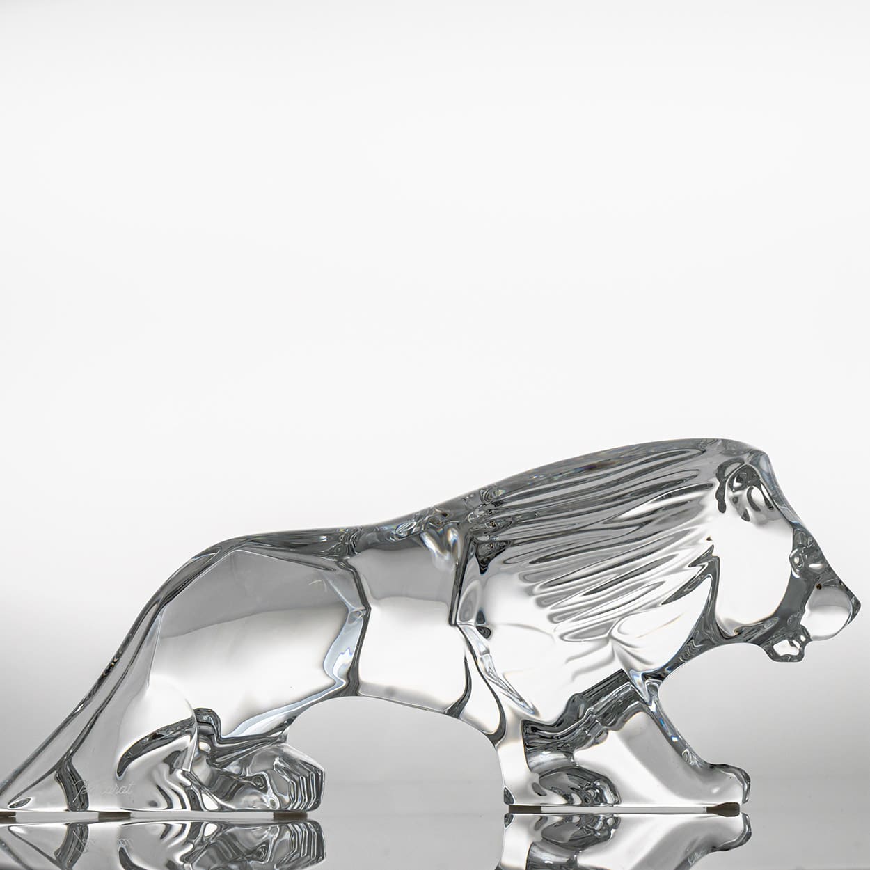 Baccarat Signed Crystal Lion Sculpture, France