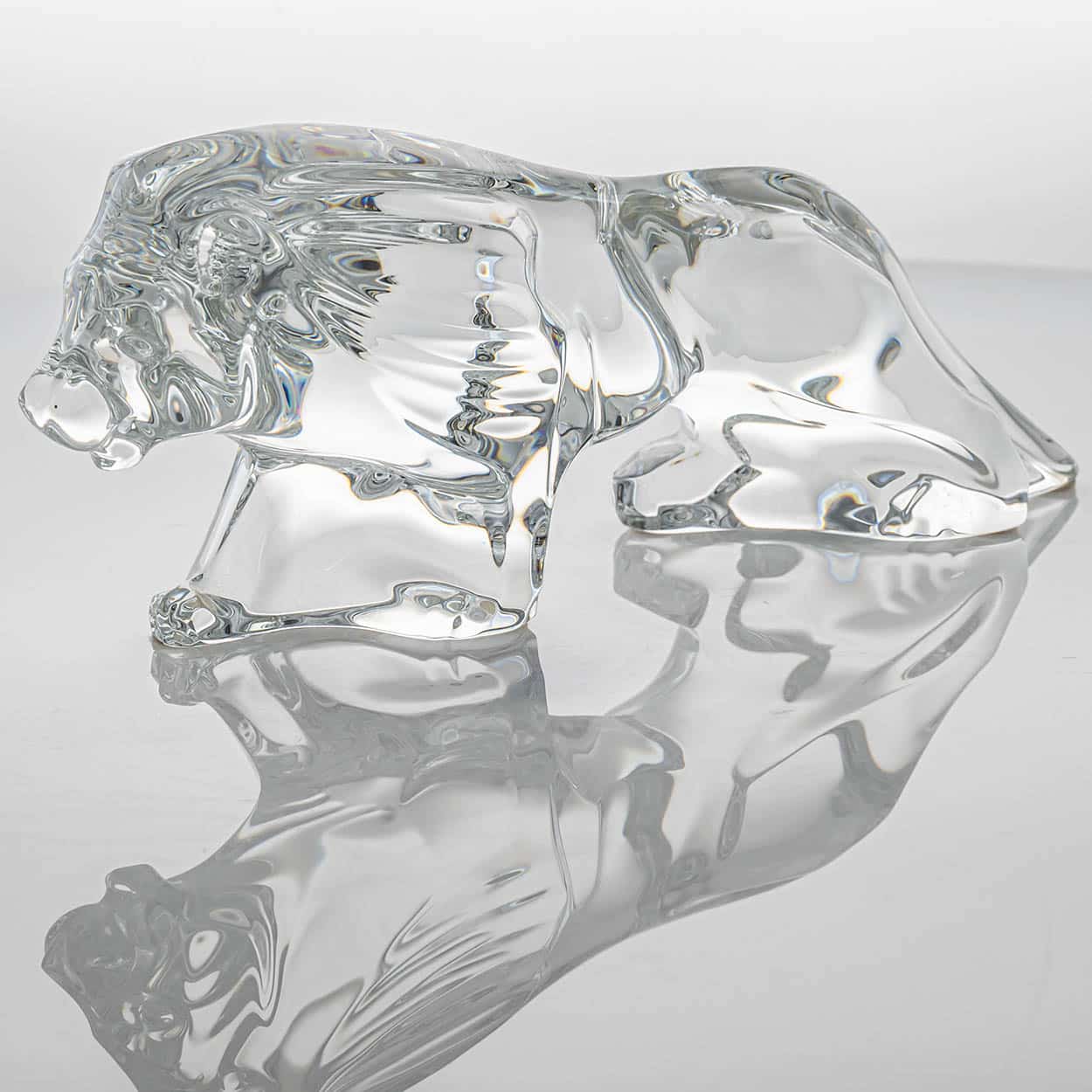 Baccarat Signed Crystal Lion Sculpture, France