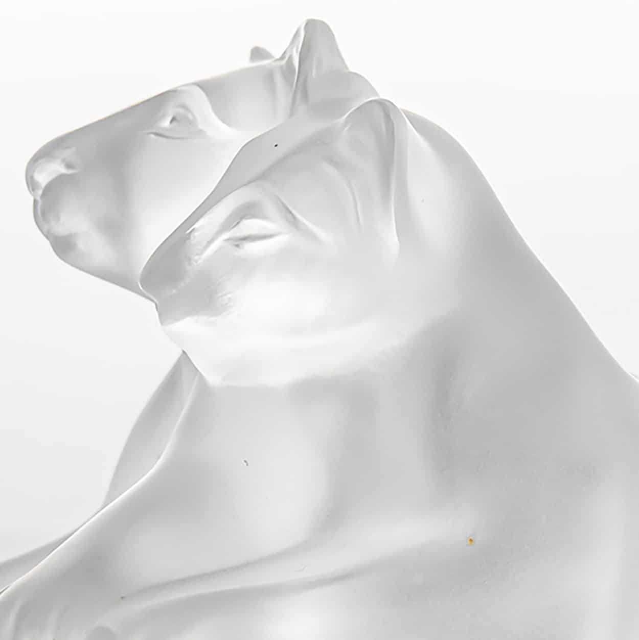Lalique Signed Frosted Crystal Lion Cubs Sculpture, France