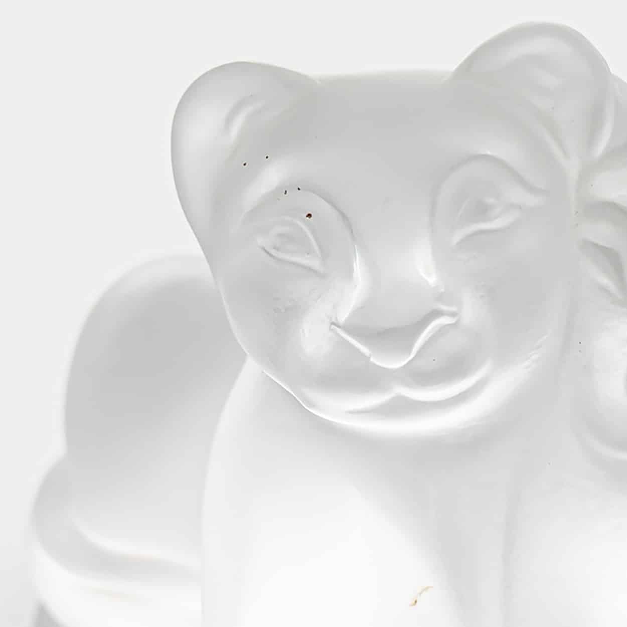 Lalique Signed Frosted Crystal Lion Cubs Sculpture, France