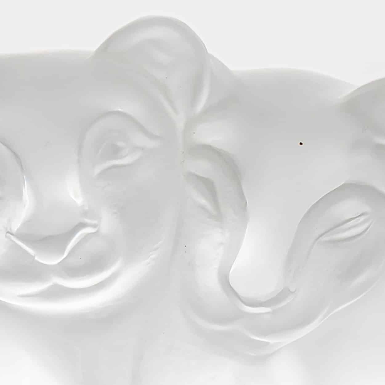 Lalique Signed Frosted Crystal Lion Cubs Sculpture, France
