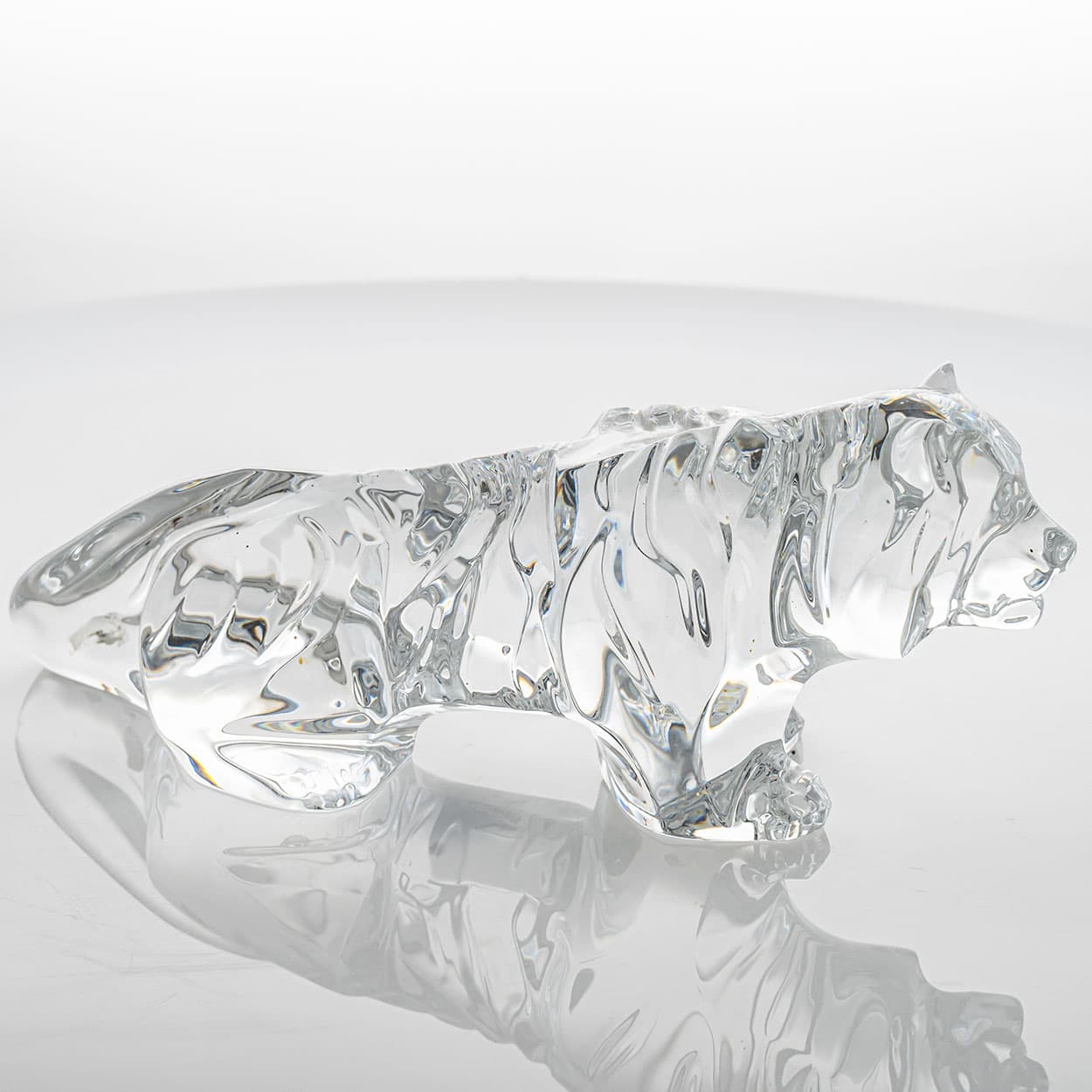 Baccarat Signed Crystal Tiger Sculpture, France