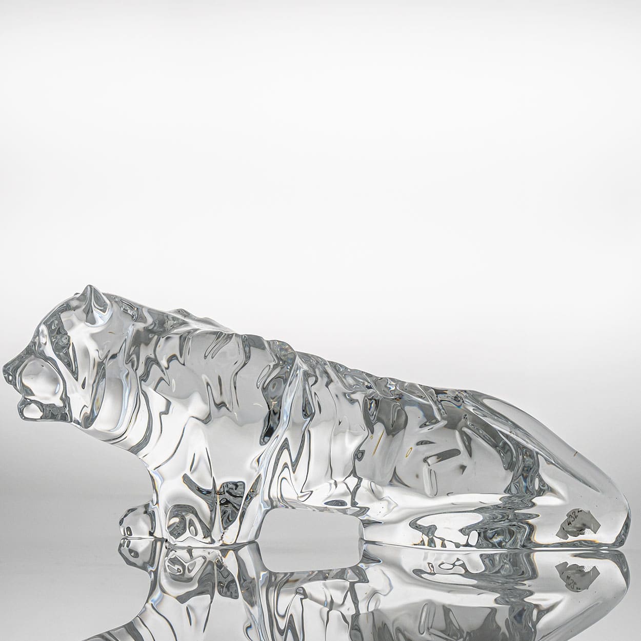 Baccarat Signed Crystal Tiger Sculpture, France