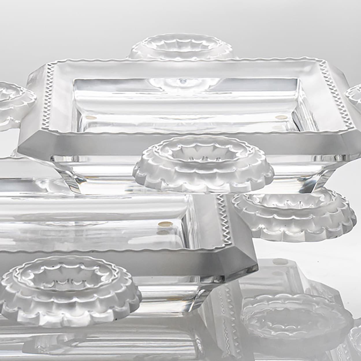 1 of the 2 Lalique Signed Frosted Crystal Cluny, France