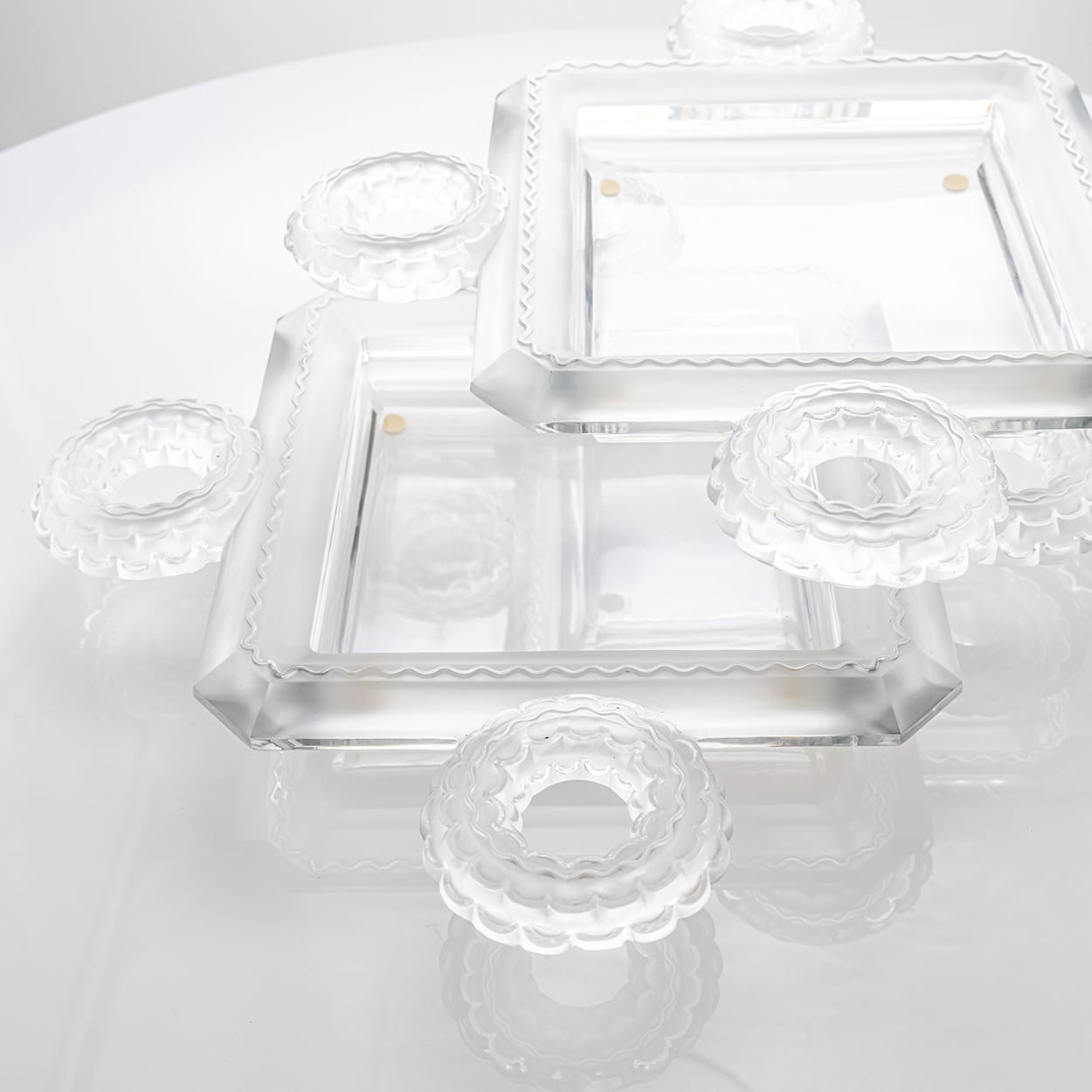 1 of the 2 Lalique Signed Frosted Crystal Cluny, France