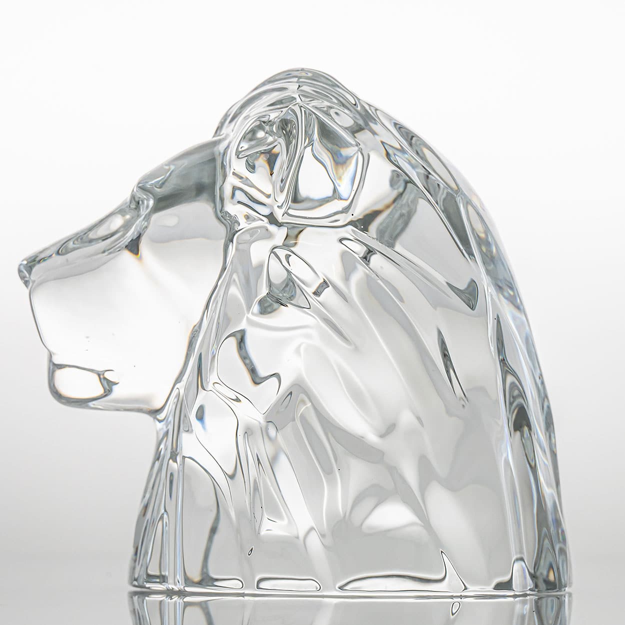 Large Baccarat Signed Crystal Lion Head Sculpture, France