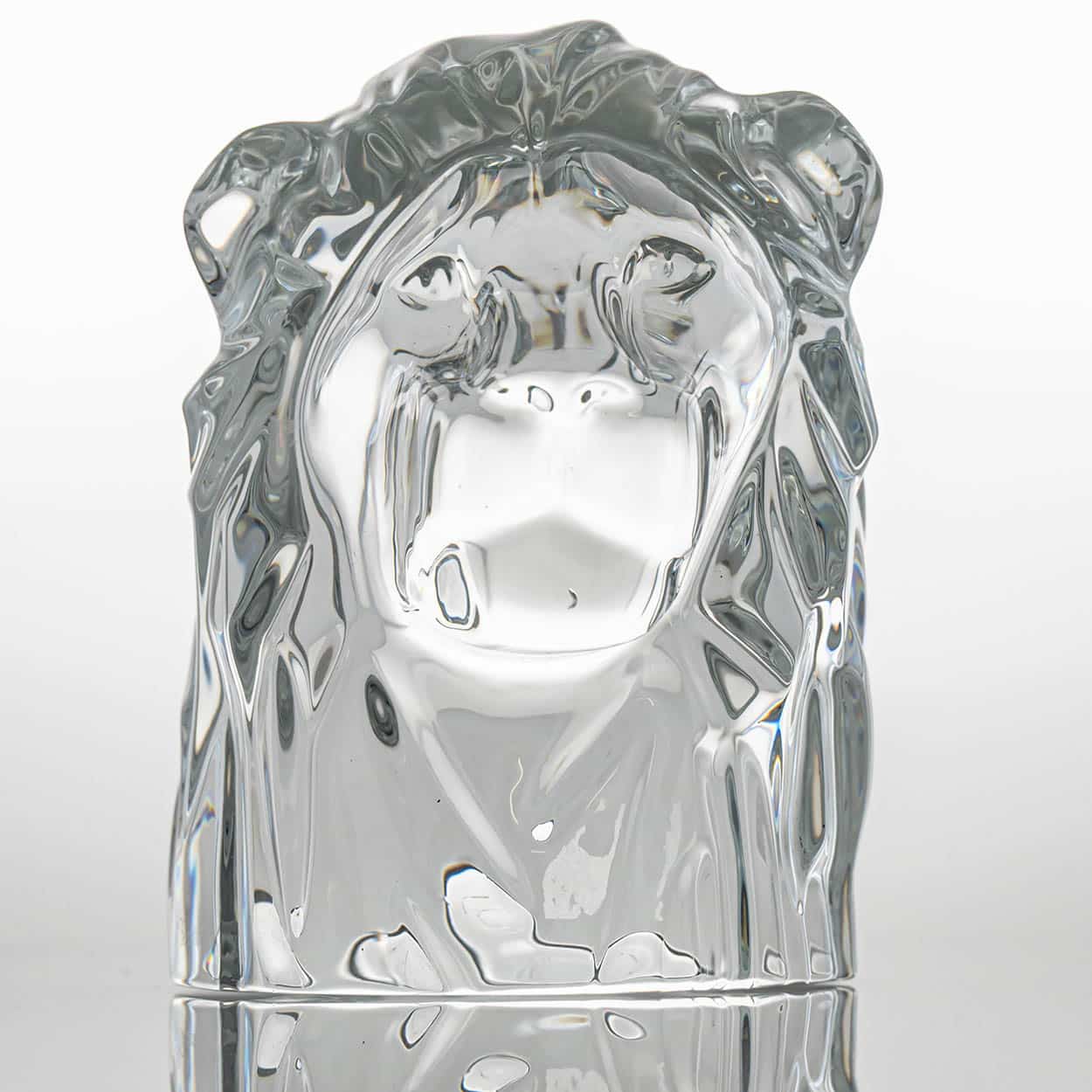 Large Baccarat Signed Crystal Lion Head Sculpture, France