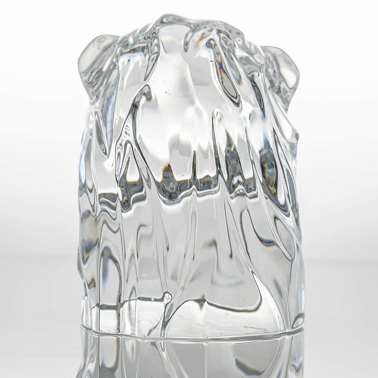 Large Baccarat Signed Crystal Lion Head Sculpture, France