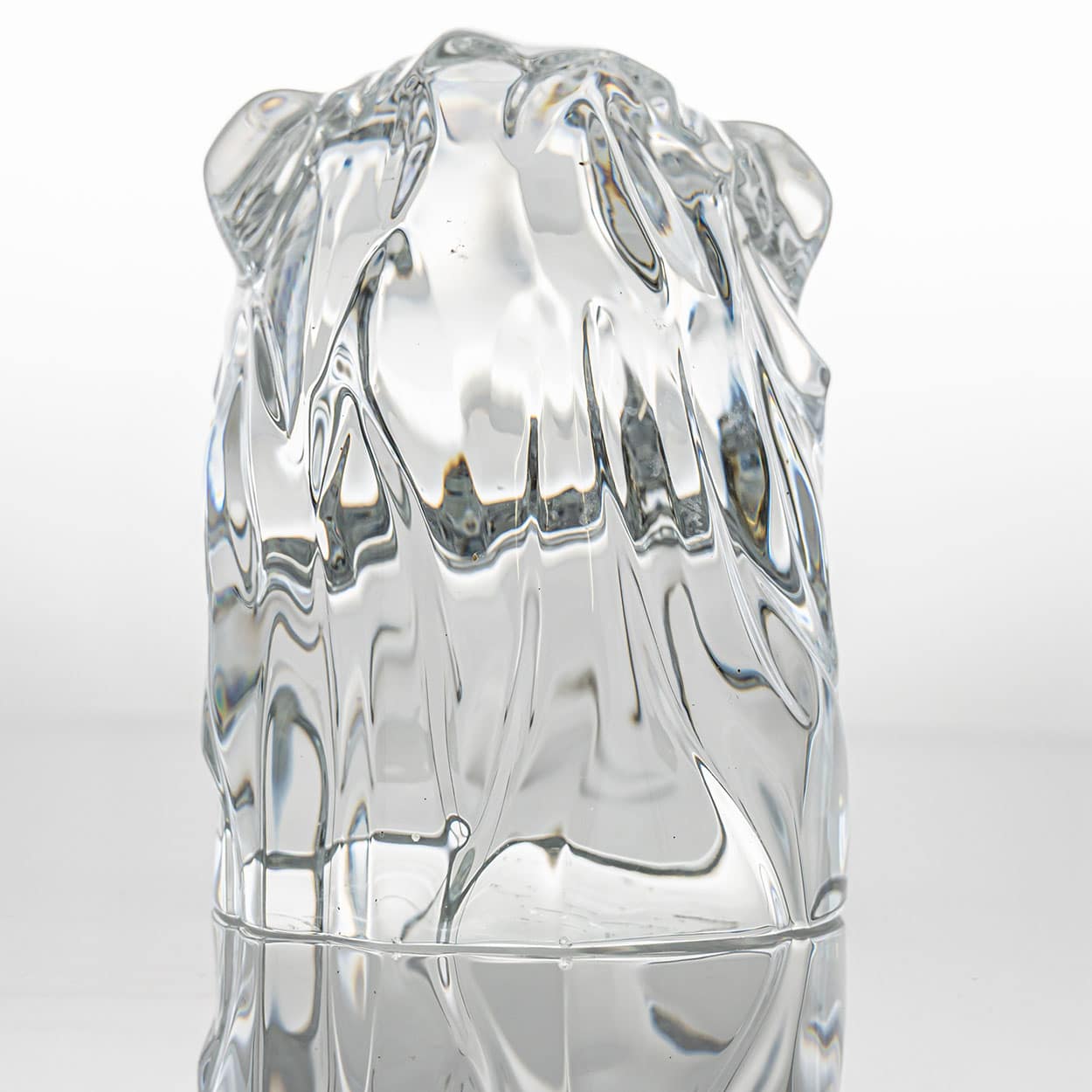 Large Baccarat Signed Crystal Lion Head Sculpture, France