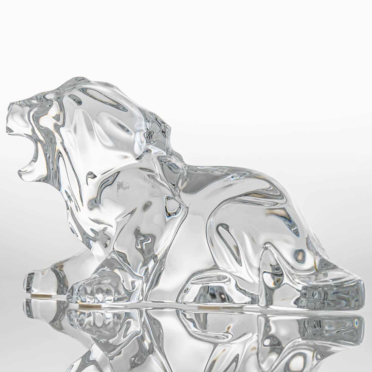 Baccarat Signed Crystal Roaring Lion Sculpture, France