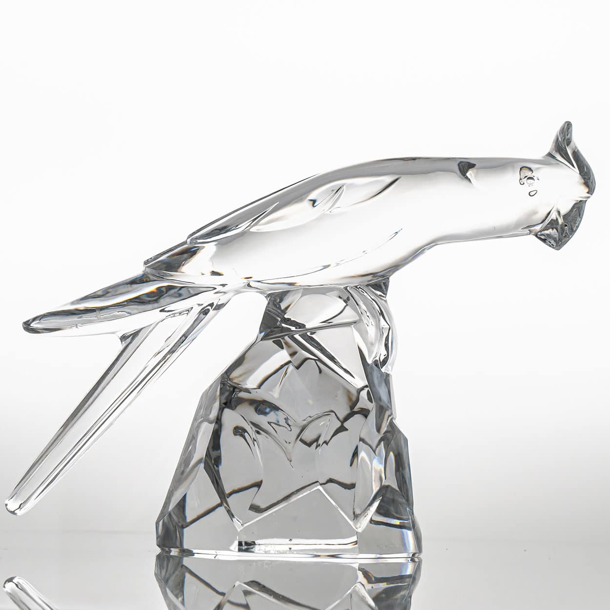 Baccarat Signed Crystal Cockatoo Okimono Sculpture, France