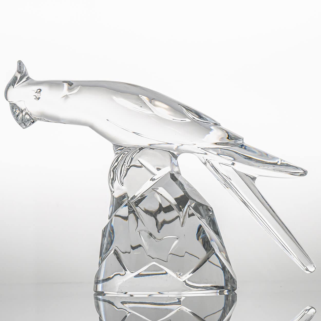 Baccarat Signed Crystal Cockatoo Okimono Sculpture, France