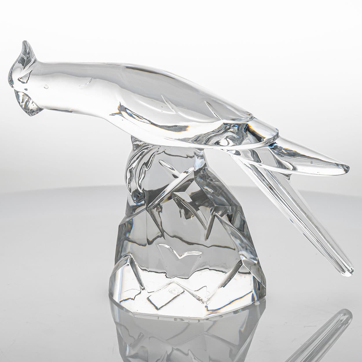 Baccarat Signed Crystal Cockatoo Okimono Sculpture, France