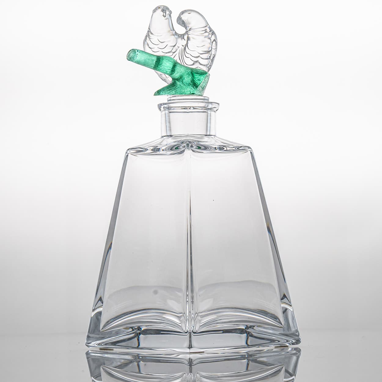 Sèvres Crystal Glass 'Inseparables' Carafe with Lovebirds, France