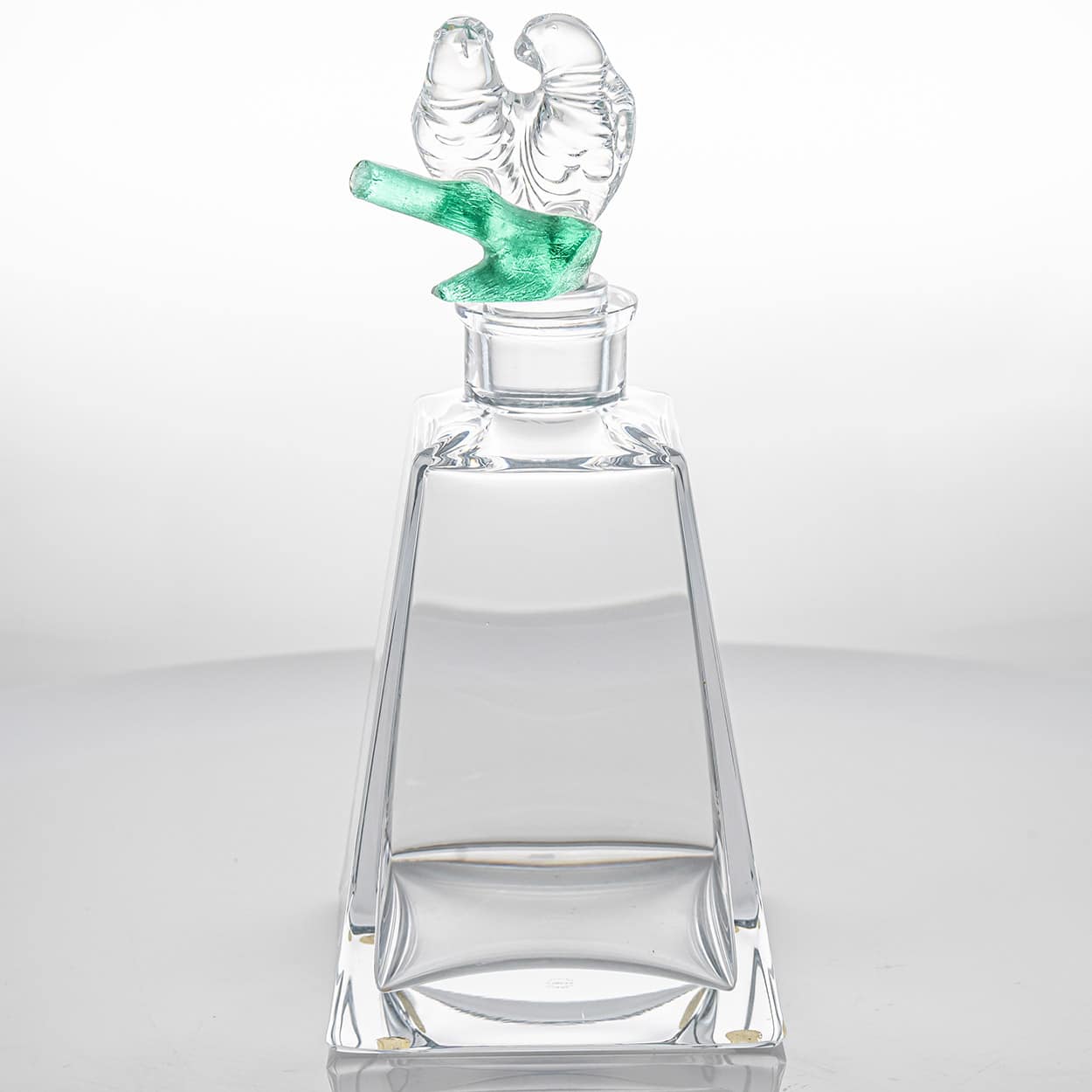 Sèvres Crystal Glass 'Inseparables' Carafe with Lovebirds, France