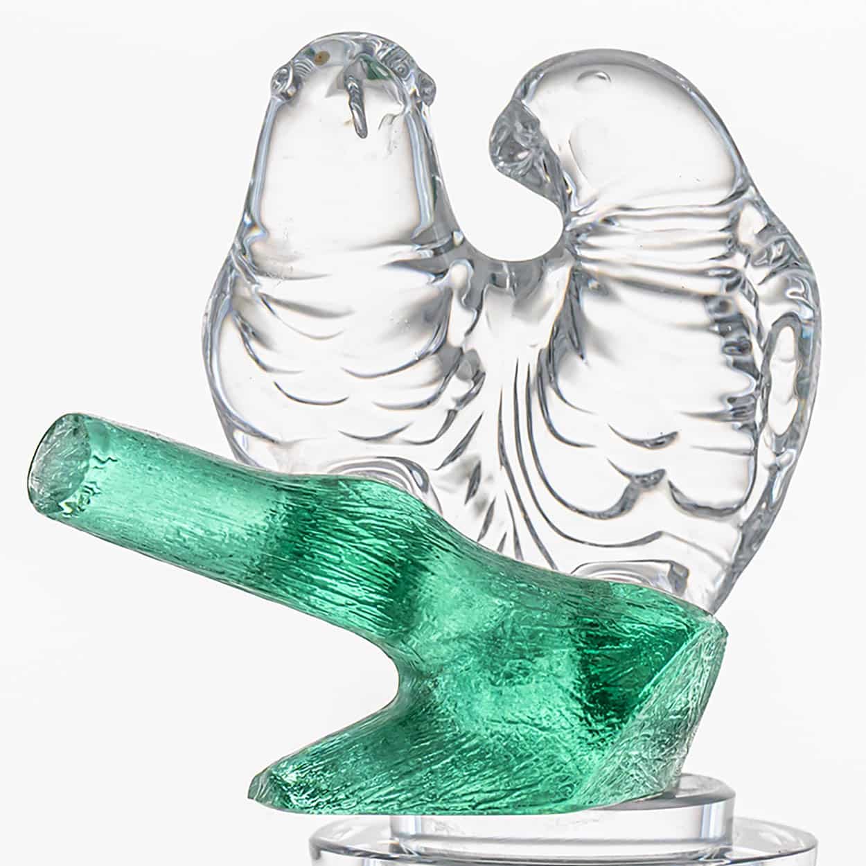 Sèvres Crystal Glass 'Inseparables' Carafe with Lovebirds, France