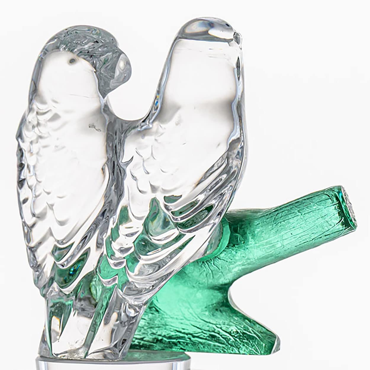 Sèvres Crystal Glass 'Inseparables' Carafe with Lovebirds, France