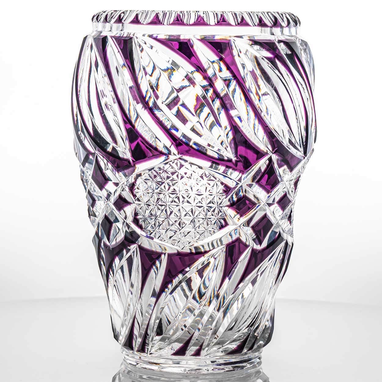 Baccarat Structured Amethyst and Clear Crystal Vase, France