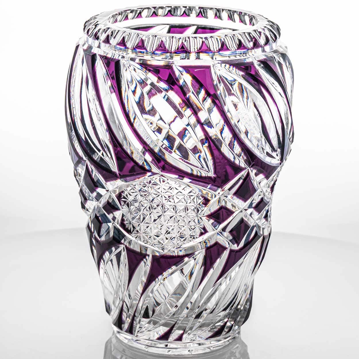 Baccarat Structured Amethyst and Clear Crystal Vase, France