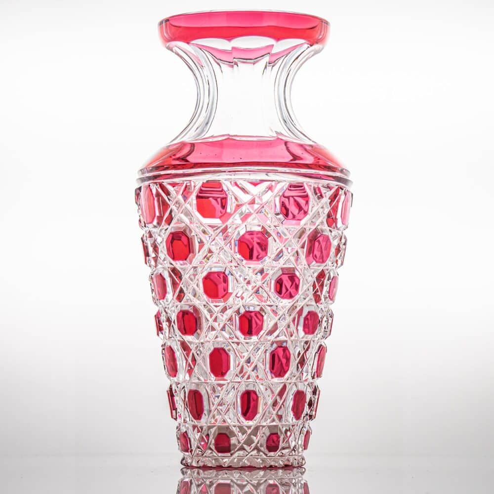 Baccarat Structured Hibiscus and Clear Crystal Vase, France