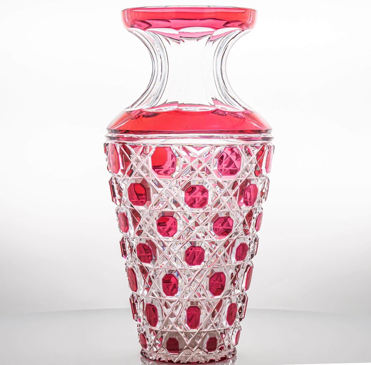 Baccarat Structured Hibiscus and Clear Crystal Vase, France