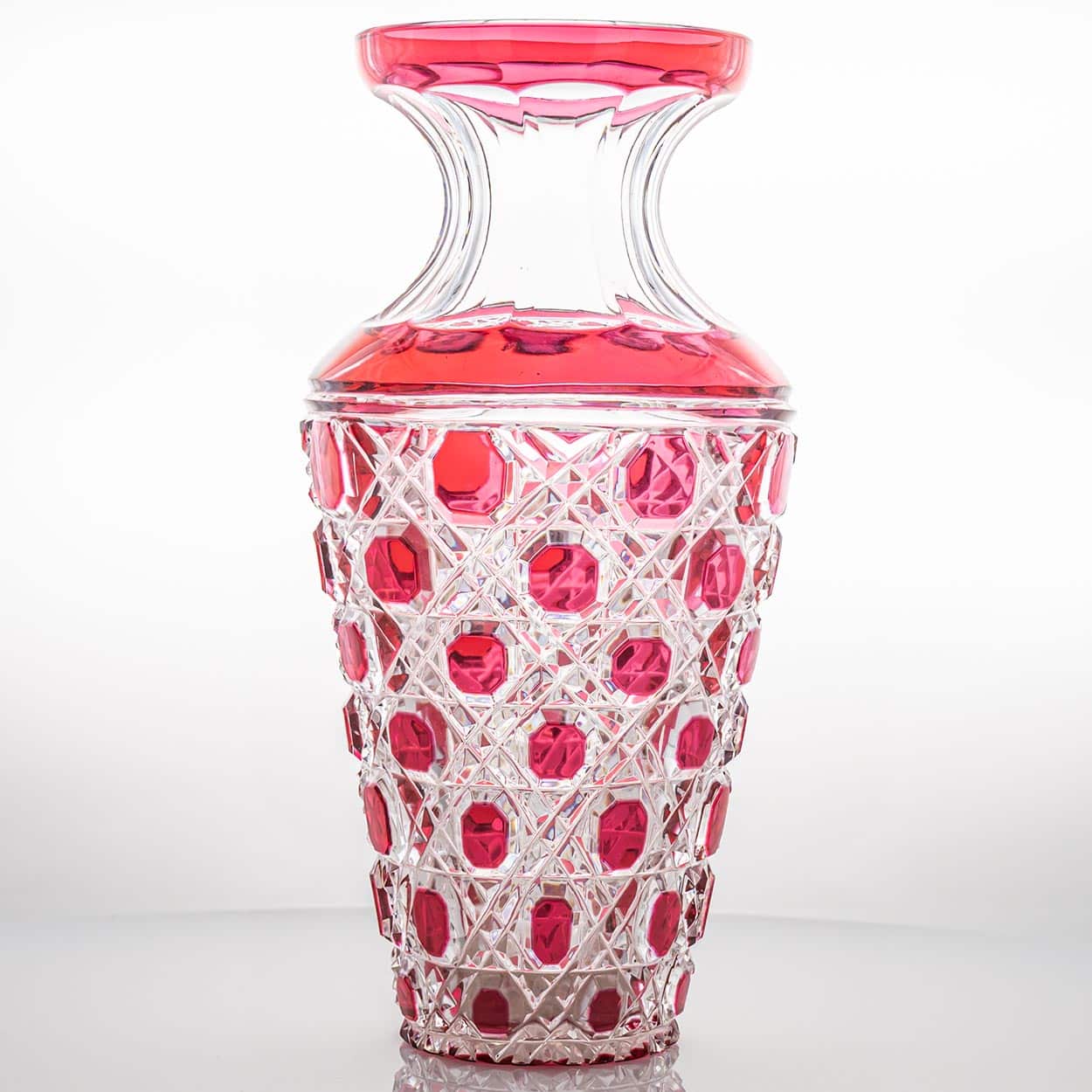 Baccarat Structured Hibiscus and Clear Crystal Vase, France