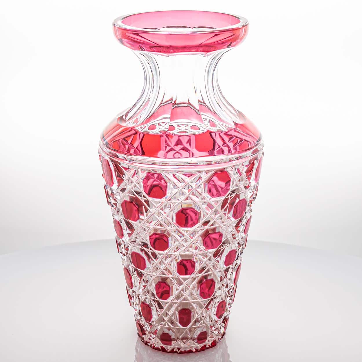 Baccarat Structured Hibiscus and Clear Crystal Vase, France