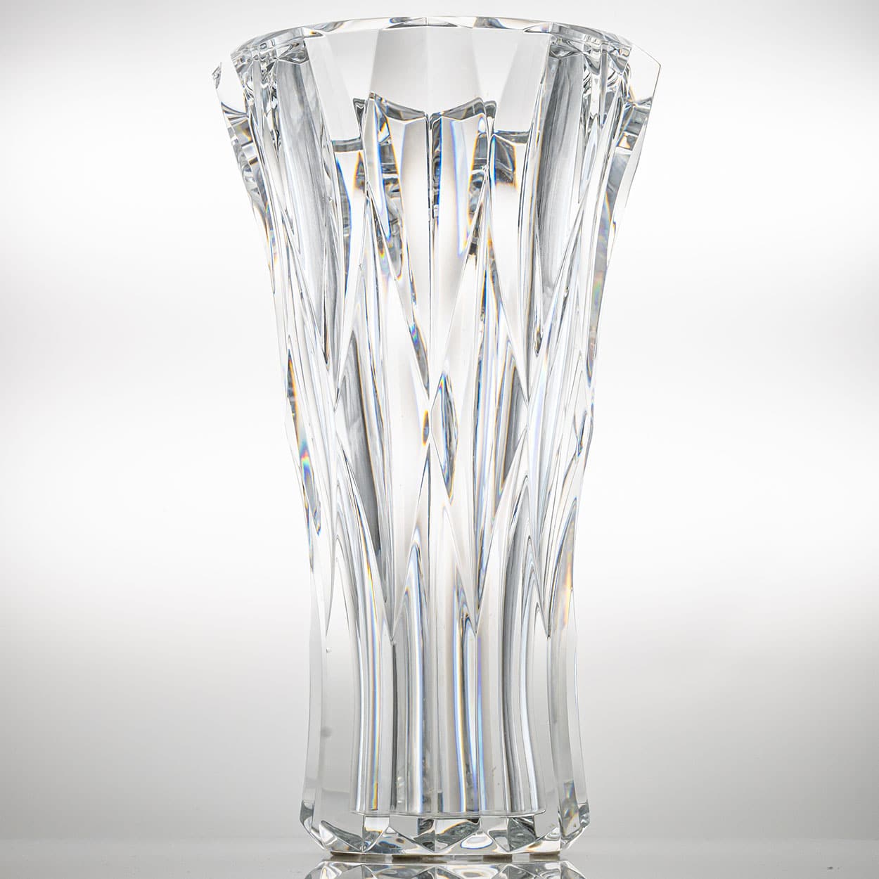 Beautiful Baccarat Structured Tapered Clear Crystal Vase , France