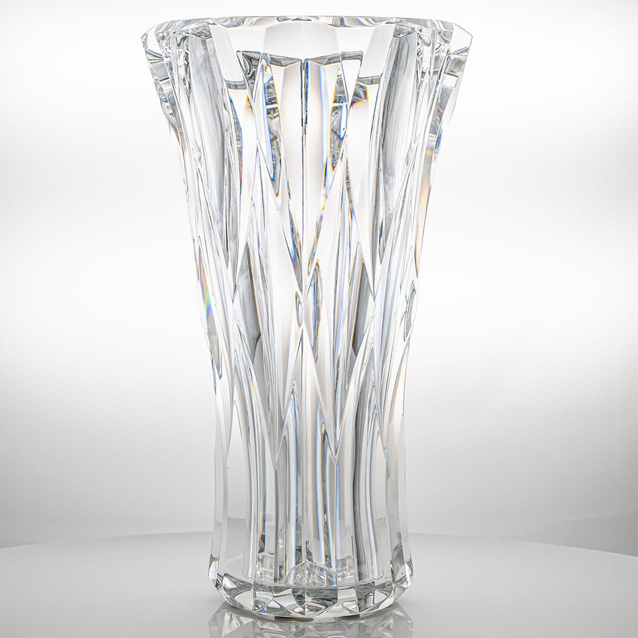 Beautiful Baccarat Structured Tapered Clear Crystal Vase , France