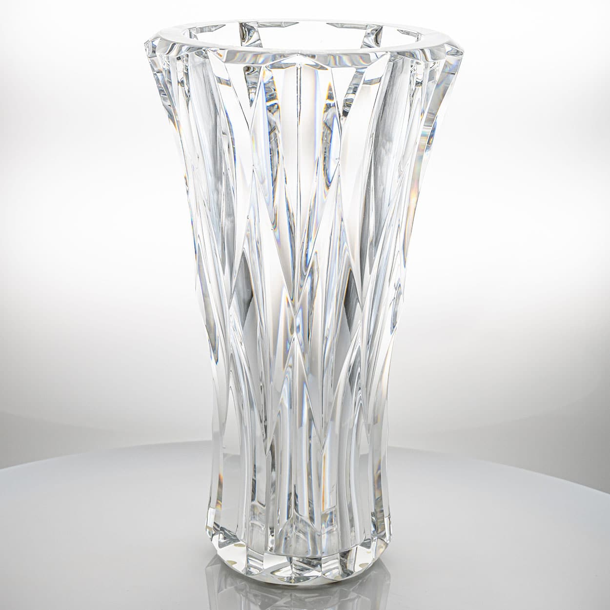Beautiful Baccarat Structured Tapered Clear Crystal Vase , France