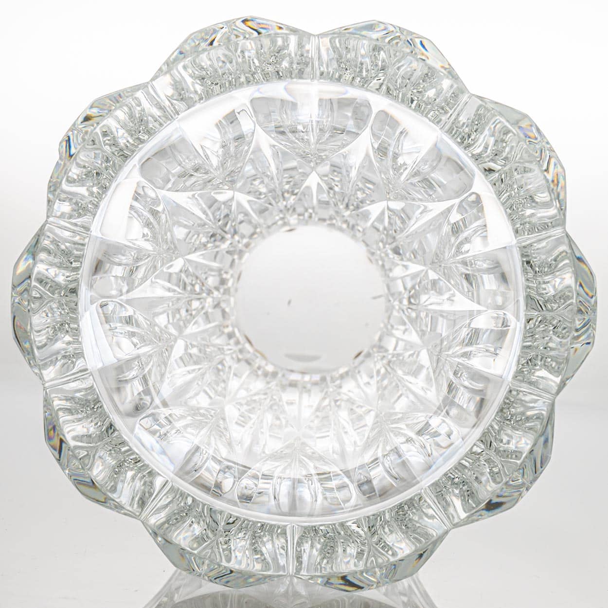 Beautiful Baccarat Structured Tapered Clear Crystal Vase , France