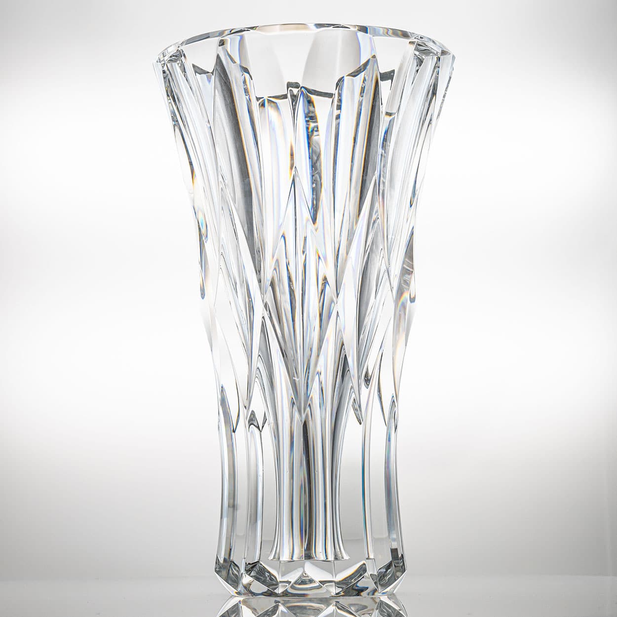 Beautiful Baccarat Structured Tapered Clear Crystal Vase , France