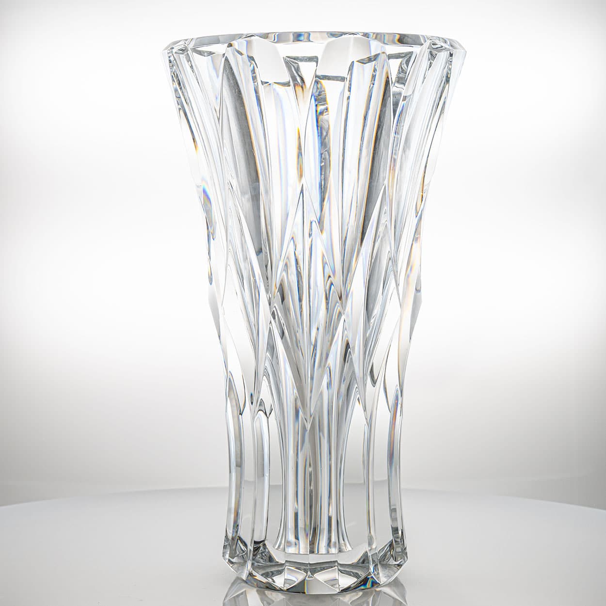 Beautiful Baccarat Structured Tapered Clear Crystal Vase , France