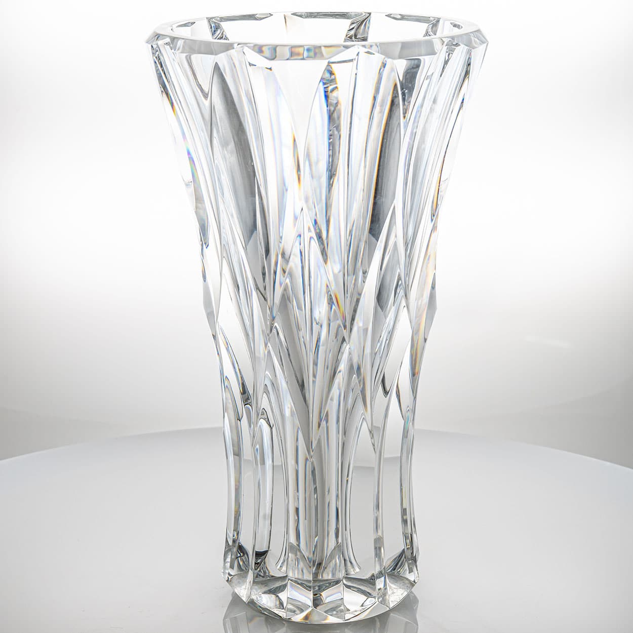 Beautiful Baccarat Structured Tapered Clear Crystal Vase , France