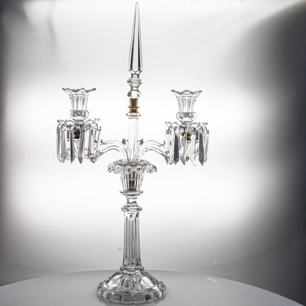 Baccarat Clear Crystal Candle Holder for 2 Candles, France