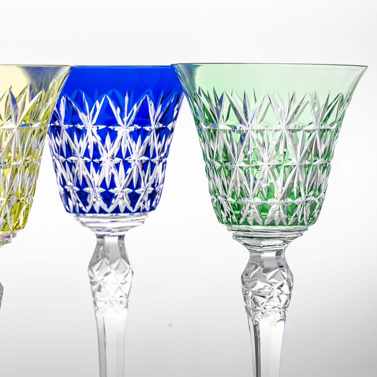 Set of 6 Multicolor Baccarat Crystal Glasses, France
