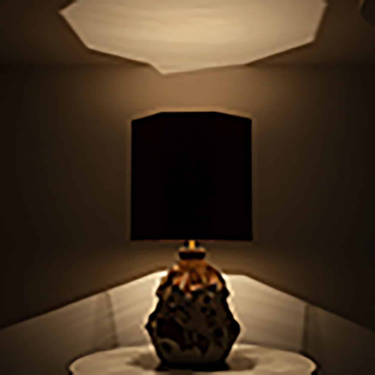 Large White Brique Ceramic Floor Table Lamp, Octagonal Lampshade by R. Houben