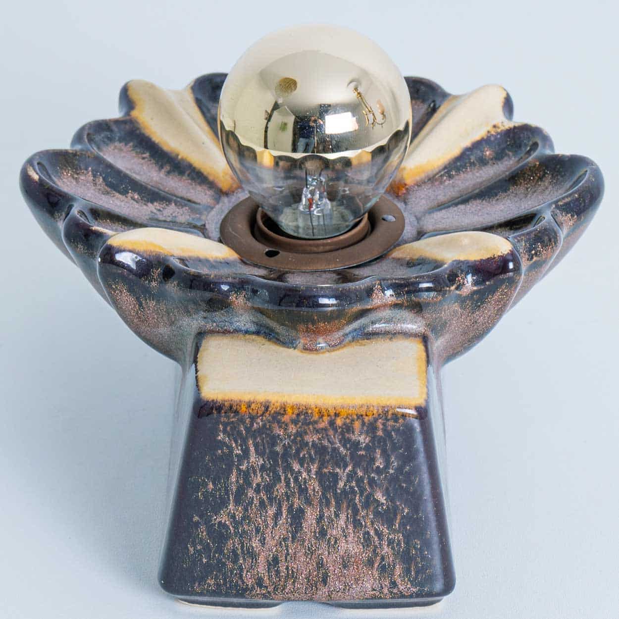 Pair of Rectangular Flower Shaped Wall Lights Ceramic by Pan, Denmark 1970