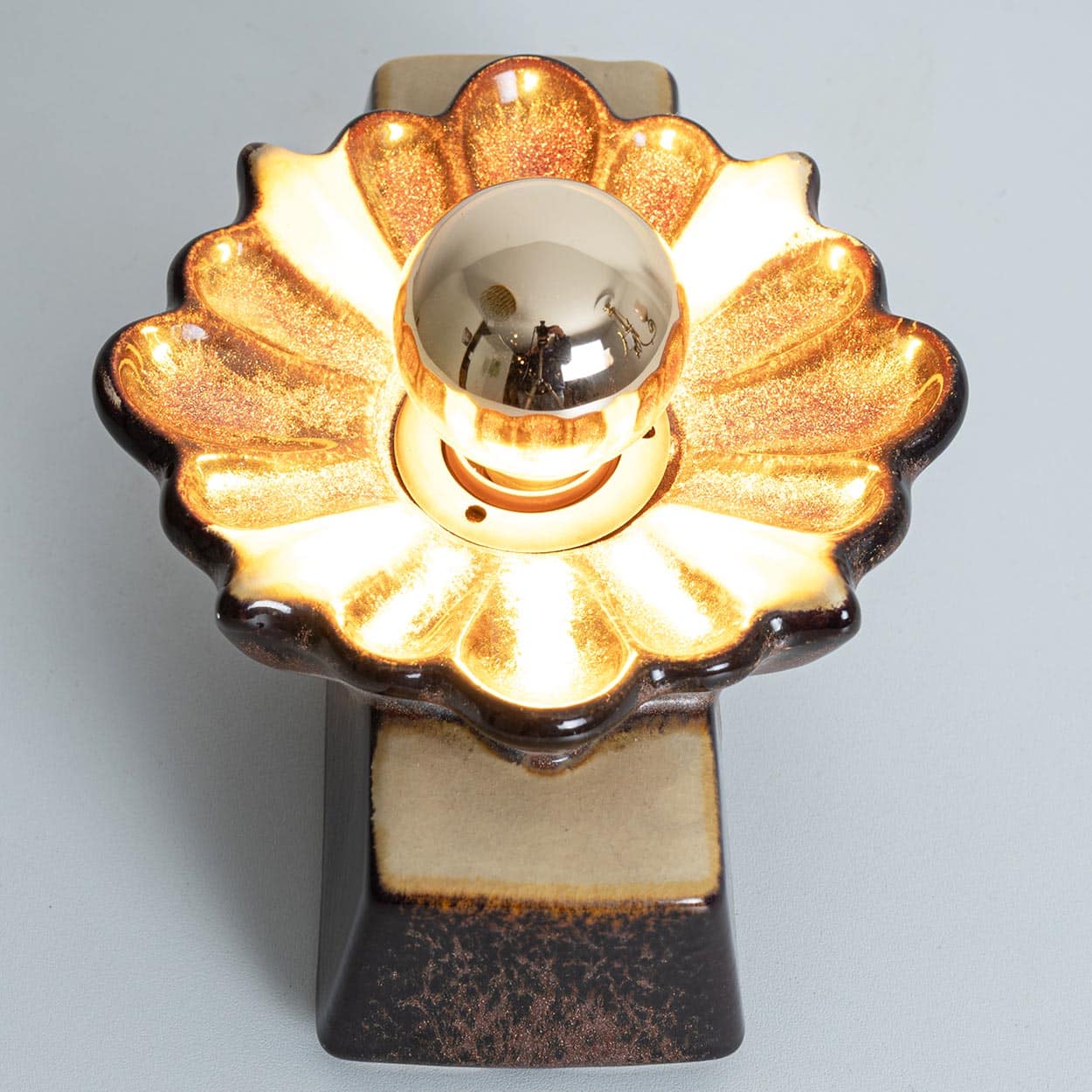 Pair of Rectangular Flower Shaped Wall Lights Ceramic by Pan, Denmark 1970