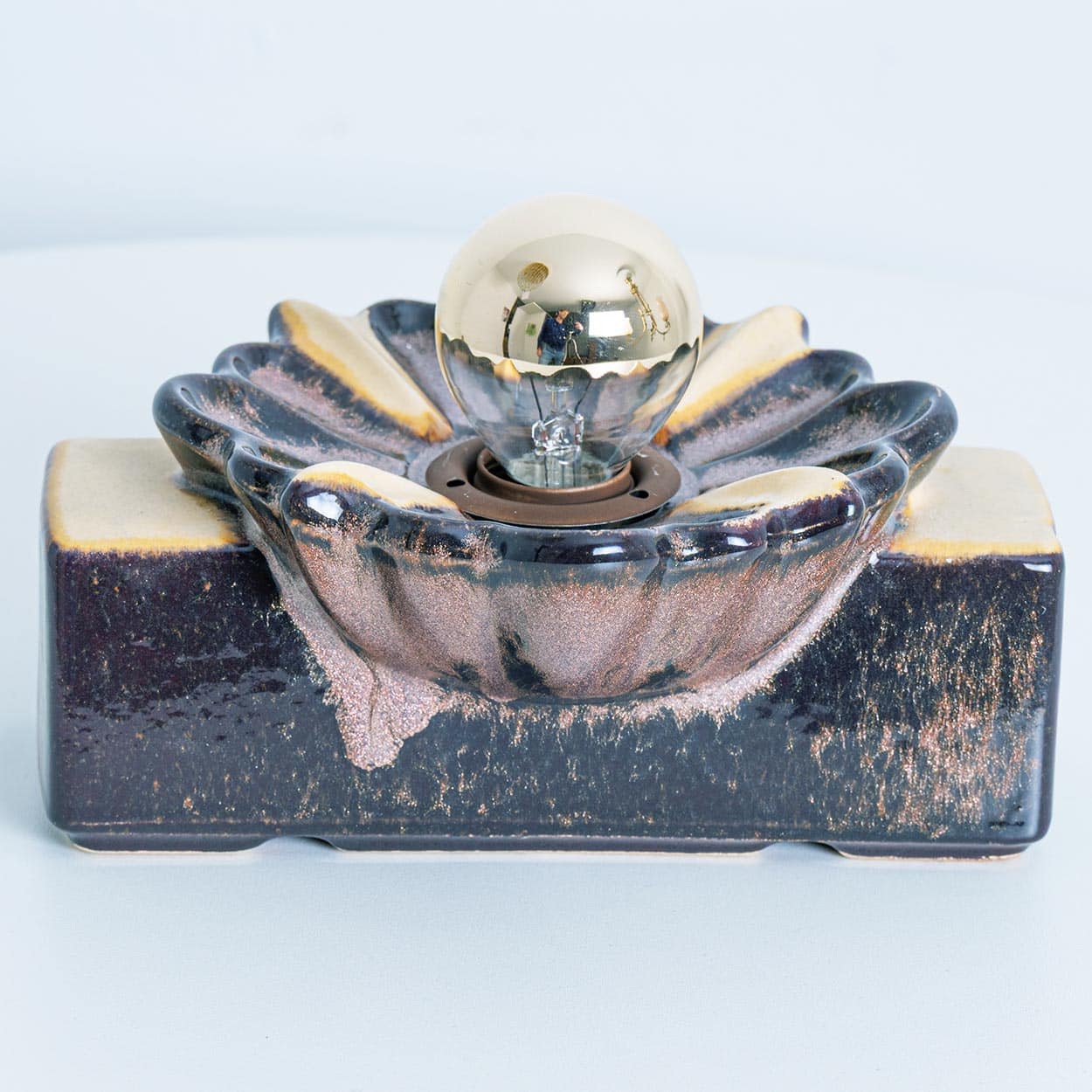 Pair of Rectangular Flower Shaped Wall Lights Ceramic by Pan, Denmark 1970