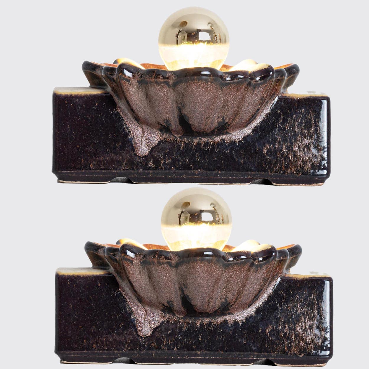 Pair of Rectangular Flower Shaped Wall Lights Ceramic by Pan, Denmark 1970