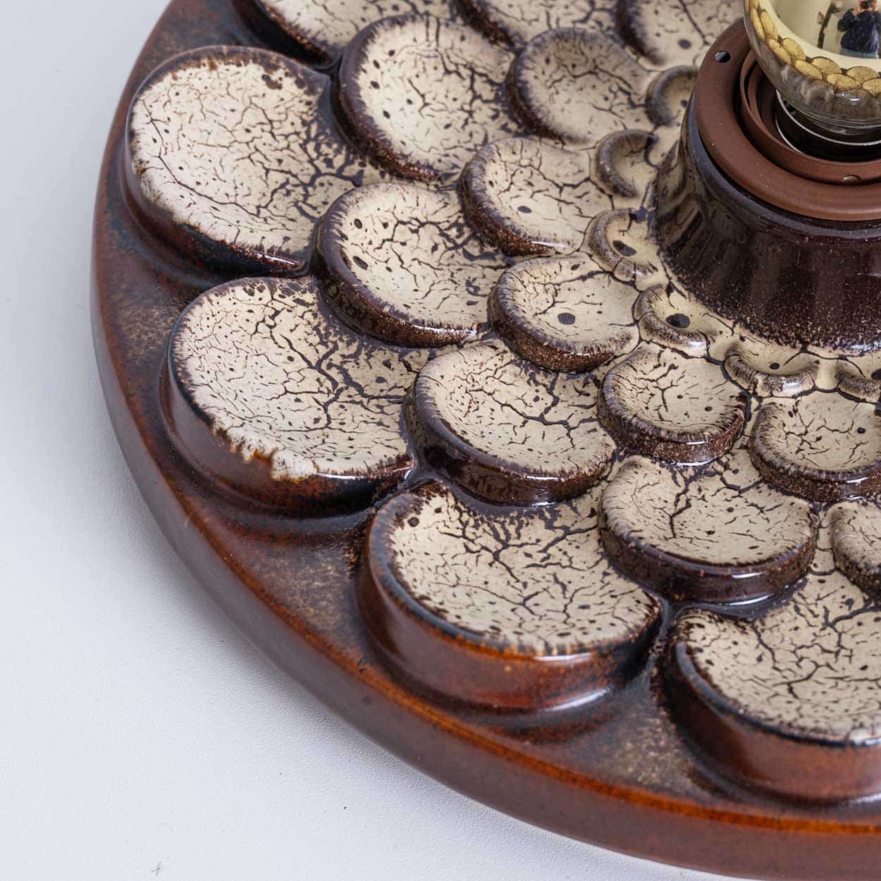 Pair of Flower Shaped Wall Lights Ceramic by Pan, Denmark, 1970