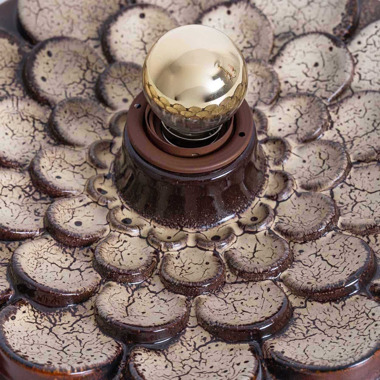 Pair of Flower Shaped Wall Lights Ceramic by Pan, Denmark, 1970