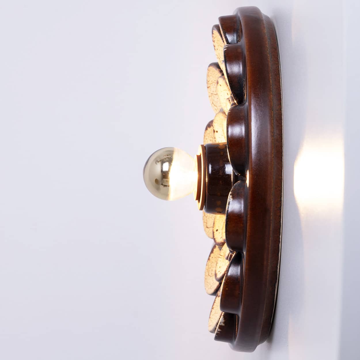 Pair of Flower Shaped Wall Lights Ceramic by Pan, Denmark, 1970