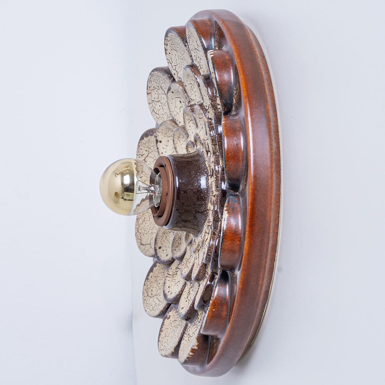 Pair of Flower Shaped Wall Lights Ceramic by Pan, Denmark, 1970