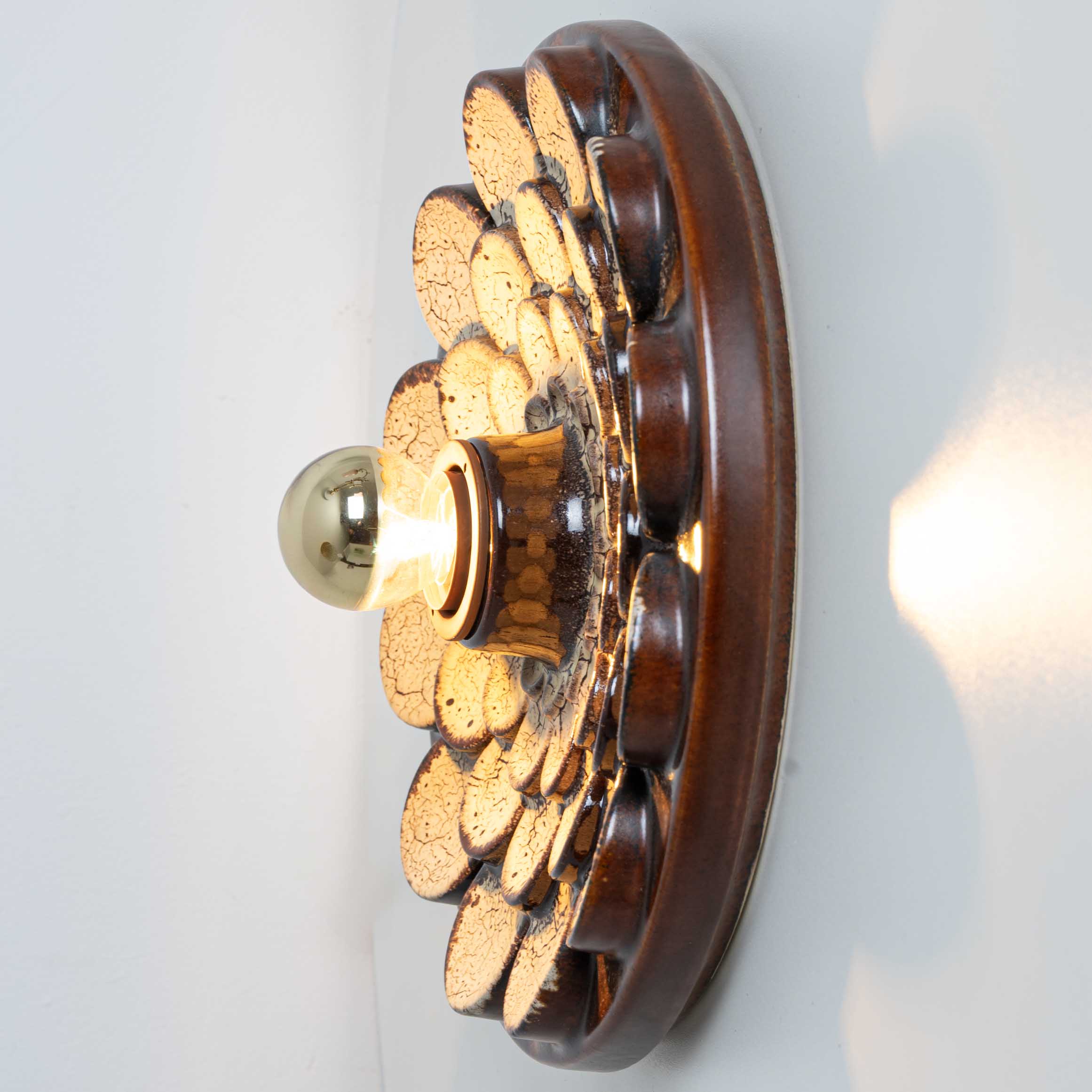 Pair of Flower Shaped Wall Lights Ceramic by Pan, Denmark, 1970