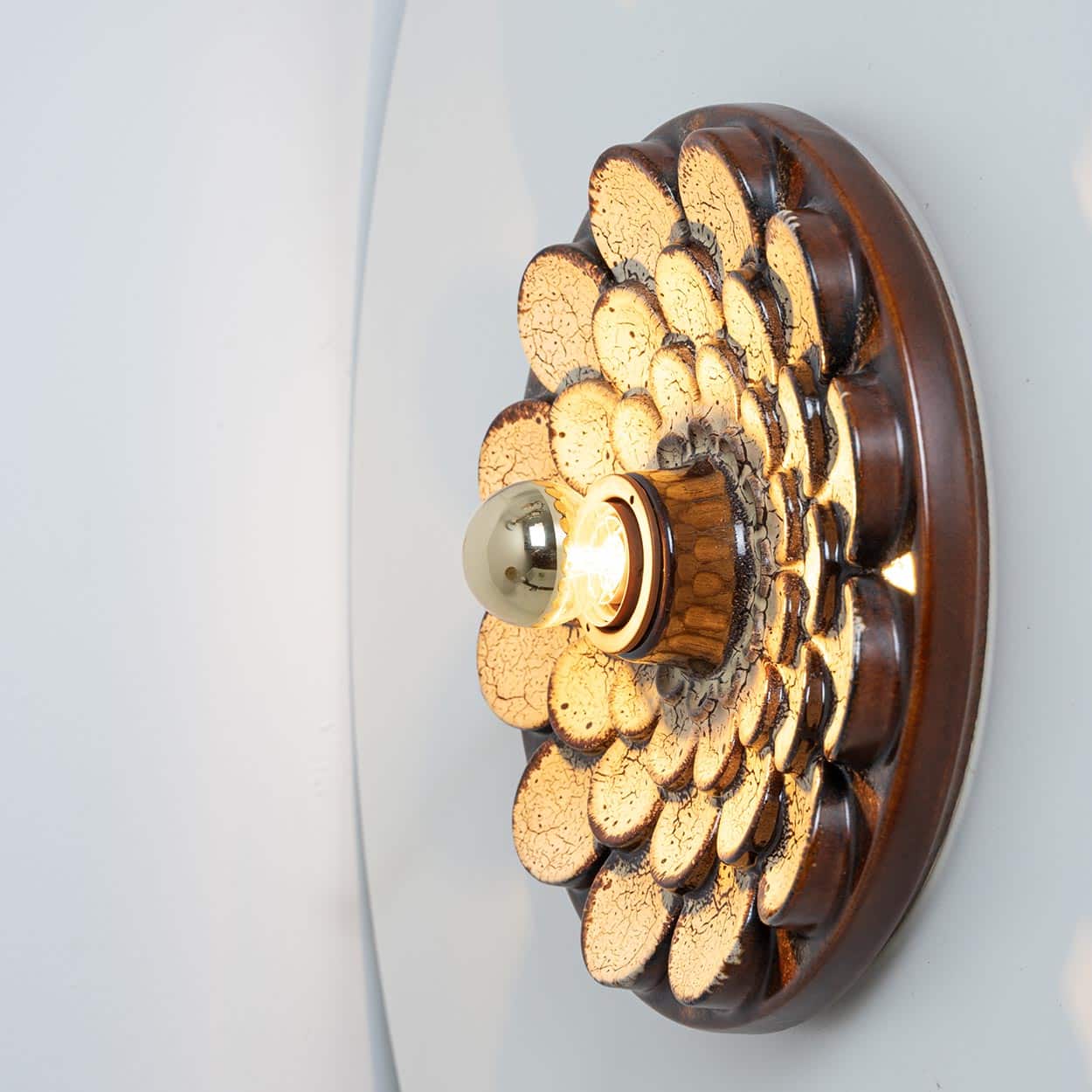 Pair of Flower Shaped Wall Lights Ceramic by Pan, Denmark, 1970