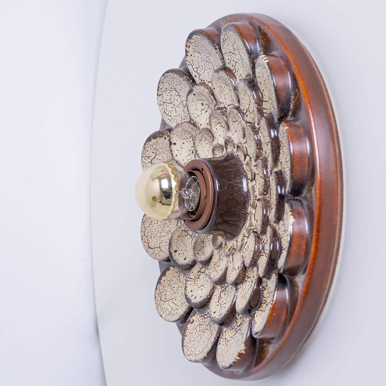 Pair of Flower Shaped Wall Lights Ceramic by Pan, Denmark, 1970