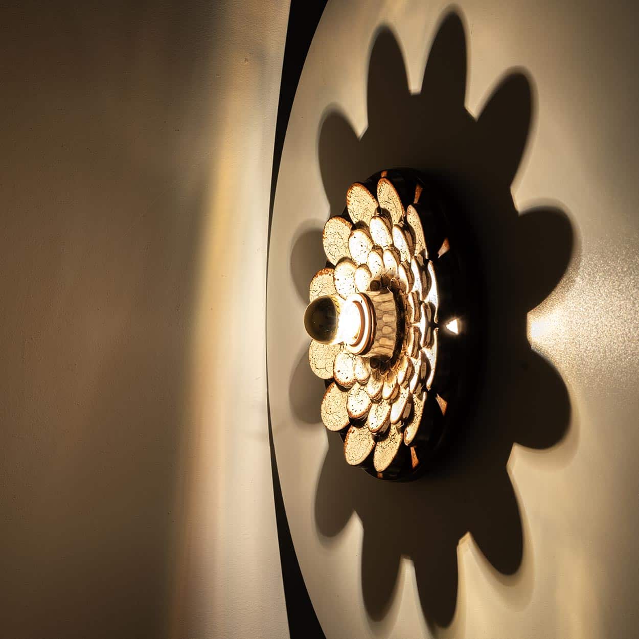 Pair of Flower Shaped Wall Lights Ceramic by Pan, Denmark, 1970